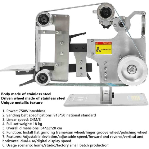 Badass 750W Brushless Belt Sander With Quick Toggle Speed Dial And Crisp Digital Gauge For Smooth Wood Metal Finishing, stainless steel body