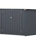 Heavy Duty 3 By 6 Ft Outdoor Storage Shed For Trash Cans And Bikes, Waterproof Garbage Can Organizer, Dark Grey