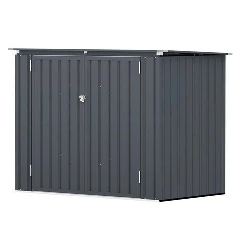Heavy Duty 3 By 6 Ft Outdoor Storage Shed For Trash Cans And Bikes, Waterproof Garbage Can Organizer, Dark Grey