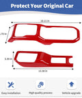 Red Gear Shift Cover And 4WD Shift Knob Trim Panel Kit For Jeep Wrangler JL JLU Gladiator JT 2018 2024 Two Piece Set