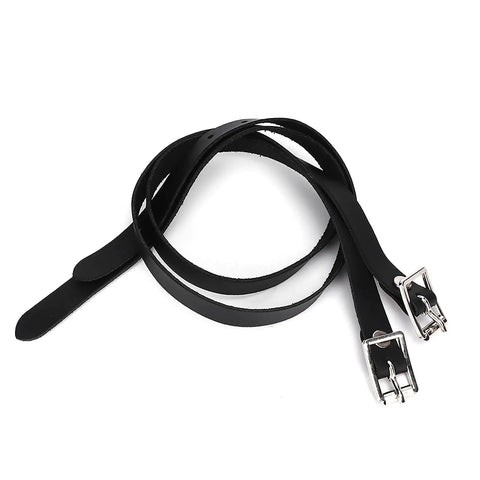 Lengthen Spur Straps Leather With Stainless Steel Buckle 50cm Black for Horse Riding Gear and Accessories, Durable PU Leather Spurs