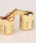 Close-up of Two Pack Copper Barrel Concealed Cabinet Hinges Hidden Brass Door Hardware For Gift Boxes Cabinets, 24mm mounting