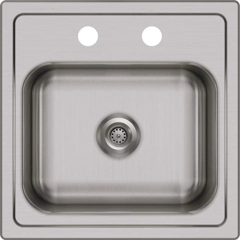 Drop-In 15x15 Inch Single Bowl Stainless Steel Bar Sink With Faucet Kit, 20-Gauge Pro Grade, ADA Compliant, top view