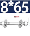 Heavy Duty M8 Double Ended Threaded Rods Through-Wall Bolt Kit, 2 Pack, Includes Nuts And Oversized Washers, length 65mm