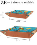 Smooth Setup Cartoon Car Grid Valet Tray For Nightstand Desk Holds Jewelry Coins Keys Wallet Durable Microfiber in two sizes.