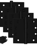 Heavy Duty Ball Bearing Door Hinges 4x4 Inch Solid Brass Matte Black Set Of Four for smooth quiet swing and long lasting durability.