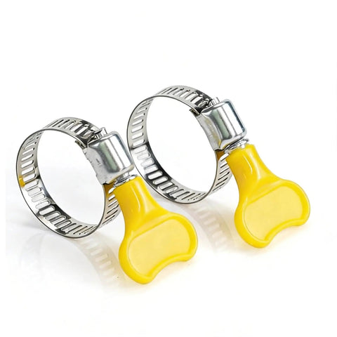 6Pcs Adjustable Hose Clamps Set Stainless Steel Worm Gear Clamps 10 38mm With Yellow Thumb Screw For Fuel Lines Automotive Plumbing Garden