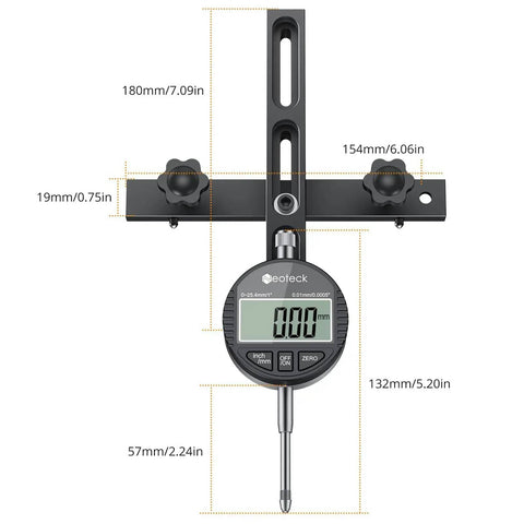 Image of Digital Dial Indicator Gauge for Table Saws 0-1 Inch, Pro Grade Alignment Tool for Standard 3/4 Inch Miter Slots 19mm or Wider.