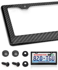 Full Real Carbon Fiber License Plate Frame For Cars Two Hole Auto Tag Holder Glossy UV Shield Finish with screws and fasteners.