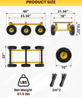 Beast Mode Six Wheel All Terrain Furniture Dolly Moves Heavy Loads up to 1500 Lbs Heavy Duty Moving Cart 35x18 Inches with Rust Proof Welded Frame and Non Marking Pads for Smooth Transport Anywhere Without Breaking a Sweat During Moves size diagram, 10-inch wheels