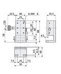 Technical drawing of Z Axis Linear Stage With Manual Twist Fine Tune Adjustment, Aluminum Alloy Sliding Table SPZ40-60