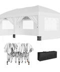 10x20 Heavy Duty Pop Up Canopy With 6 Removable Sidewalls Commercial Wedding Tent And Event Shelter Rustproof Powder Coated Frame Portable Storage Bag Quick Setup For Patio Backyard And Outdoor Use White