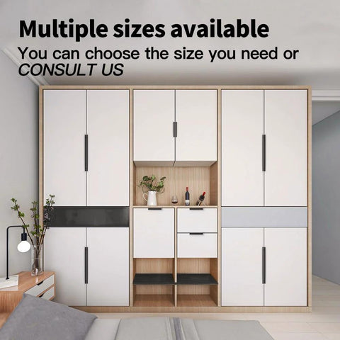 Interior with white cabinet featuring Edge Black Hidden Drawer Door Cabinet Handle Aluminum Alloy Finger Pull, modern bedroom design.