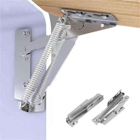 Two Pack Folding Sofa Bed Spring Hinges, 10Kg Load Capacity with 80 Degree Lift Up Stay, Heavy Duty Chrome Finish