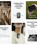 Plug-And-Play All In One Wireless Microphone System With 2 Transmitters And 1 Receiver, showing features and accessories.