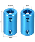 Rigid Shaft Coupling With Set Screw One Quarter Inch To 8mm Bore Aluminum Alloy Blue 14mm Outer Diameter And 25mm Length