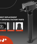 Set Of 4 Ignition Coil Packs And Iridium Spark Plugs For Jeep Cherokee Compass Renegade, close-up of ignition coil.