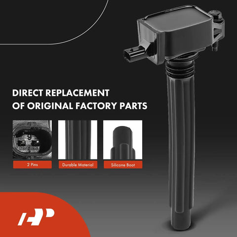 Set Of 4 Ignition Coil Packs And Iridium Spark Plugs For Jeep Cherokee Compass Renegade, close-up of ignition coil.