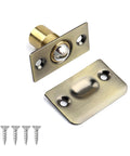 Heavy Duty Brass Ball Door Catch For Interior Doors, Adjustable Seam Fit, multi color components with screws shown
