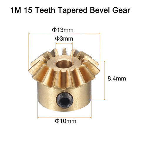 Beefy Bevel Gear Set For Hardware Projects Two Pieces 0.8 Module 1 To 1 Reduction 15 Teeth 3mm Bore 45 Degree Steering Gear Built Tough