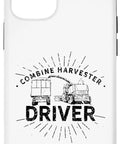 Combine Harvester Driver Themed Case For iPhone 13 With Threshing Harvesting Machine Vibe Dope Farm Tech Shield Premium Gift For Farmers And Fans Two Part Protective Shell. Front view of the iPhone case with harvester design.