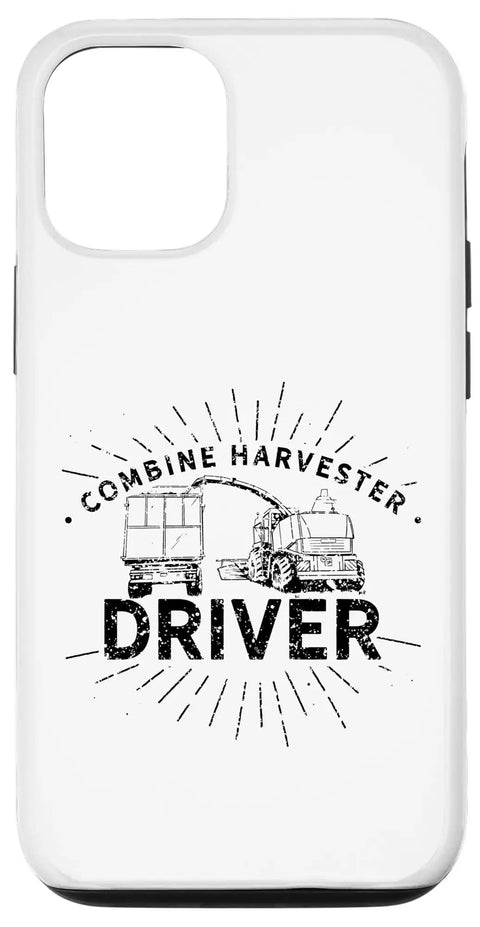 Combine Harvester Driver Themed Case For iPhone 13 With Threshing Harvesting Machine Vibe Dope Farm Tech Shield Premium Gift For Farmers And Fans Two Part Protective Shell. Front view of the iPhone case with harvester design.