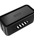 Extra Large Cable Management Box With Phone Stand For Power Strips And Chargers, black with side openings, top view