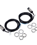 Two Pack 8mm Proximity Switch Sensor, 2 Wire Normally Open, Quick Response Inductive Proximity Sensor with cables and fittings