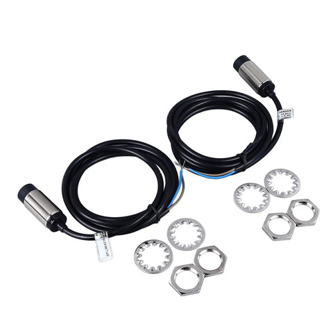 Two Pack 8mm Proximity Switch Sensor, 2 Wire Normally Open, Quick Response Inductive Proximity Sensor with cables and fittings