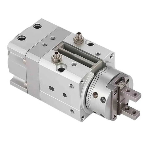 Professional Grade Heavy Duty Rotary Actuator Pneumatic Gripper Angle Finger Cylinder for Shop Automation, aluminum design.