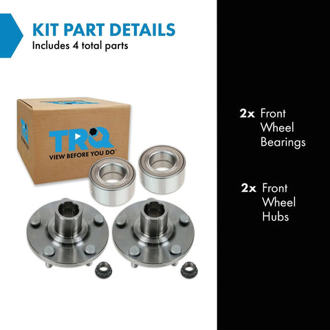 Front Wheel Bearing And Hub Kit For Toyota Camry Avalon Highlander And Lexus ES RX Models 2001 Through 2016 Includes DIY Friendly Two Front Hubs And Bearings For A Smooth Quiet Ride For A Long Lasting Premium Fit Plug And Play Quick Install shown with packaging and parts
