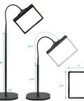 All In One Floor Magnifier With Light 5X Rechargeable On Stand 43 LED Floor Magnifying Lamp showing dimensions and design