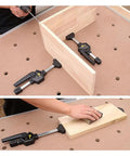 Light Duty Bar Clamp Set For Woodworking on perforated table, securing wood pieces, adjustable quick clamp fixtures in use
