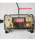 Digital Led Display ANL Fuse Holder Inline Fuse Block With LED Voltage Readout installed with power cables and ground wire