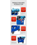 Beefy Thread Rolling Machine For Rebar And Steel Components, Heavy Duty Metal Thread Forming Equipment For Bolt Production And Construction Projects Today with blue frame and wheels