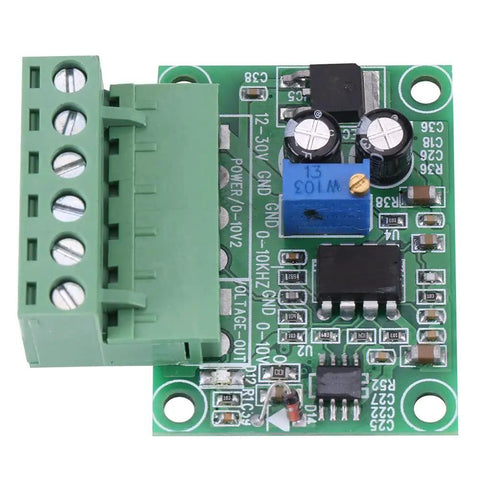 Plug And Play Frequency To Voltage Converter Module 0 Hz To 10 KHz 0 V To 10 V Digital To Analog Board with input terminals and components visible