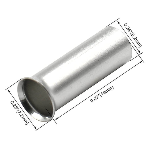 100 Pack AWG 6 And 16mm2 Copper Crimp Connectors 18mm Long Non Insulated Ferrule Pin Terminals EN16 18 Tin Plated Copper, side view