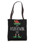Elf Rowing Shirt Family Matching Pajama Set For Christmas Funny Holiday PJ Outfit With Tote Bag featuring ocean rowing elf design
