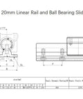 1000mm SBR20 Linear Rails Kit With 2 Rails And 4 SBR20UU Bearing Blocks 16 M6x12 Screws And 2 Locking Handles beefy heavy duty CNC rail diagram