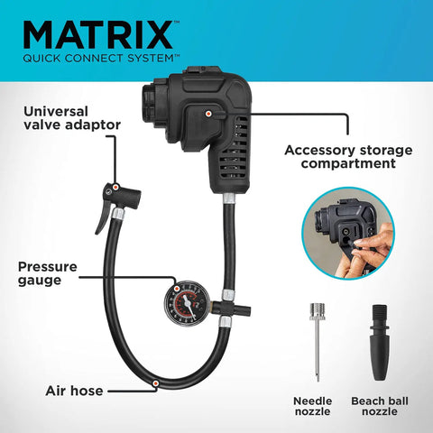 High-Pressure Inflator Multi-Tool Attachment With 14 Inch Hose For Cars Bikes And Sports Balls Up To 100 PSI Peak And 80 PSI Continuous
