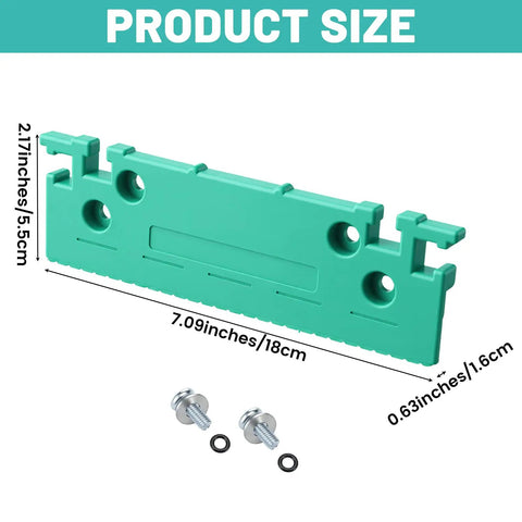 Two Piece 1/8 Inch Thin Rip Push Block Table Saw Safety Jig with green plastic size details and mounting hardware.