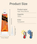 Tough As Nails High Temp Silicone Sealant Rock Solid Heat Resistant Adhesive For Extreme Industrial Applications Electrical Wiring And Heavy Duty Commercial Projects 100ml tube size details