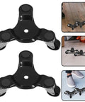4 Pack Beefy Heavy Duty Furniture Dolly Mover Set For Wood Floors Durable Carbon Steel And ABS Construction With Rugged Wheels Built For Moving Heavy Furniture Smoothly Across Any Floor Type. 2 black dollies on wood floor