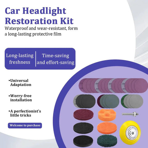 38 Piece Car Headlight Restoration Kit For Your Ride With 3 Inch Polishing Discs And Sanding Discs, Scouring And Polishing Pads