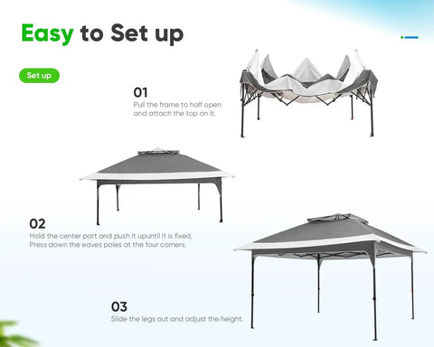12x12 Pop Up Gazebo Canopy Tent One Person Setup Easy Portable Instant Folding Shelter With UV50 Protection setup steps