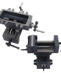 Heavy Duty 4 Inch Cross Slide Drill Press Vise Made From Industrial Grade Cast Steel With Precision 100 Mm Jaw Opening and detailed mechanism view.