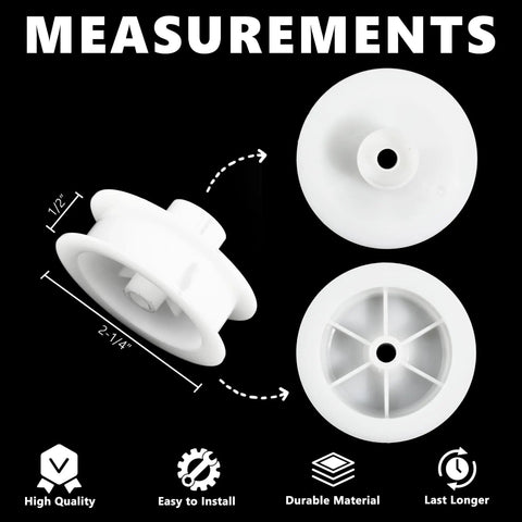 Replacement Dryer Idler Pulley For Washing Machines WE03X31620 WE12X20395 Durable High Torque Belt Tensioner Easy Install OEM Compatible Part Keeps Your Dryer Spinning Smoothly. white ABS pulley, 2-1/4 in