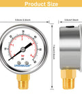 Lead Free Water Pressure Gauge 60 Psi 2 Inch Dial Stainless Steel Case Lower Mount 1/4 Inch NPT with size dimensions