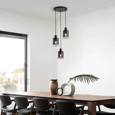 Three Pack Black Pendant Lights With Adjustable Height In Industrial Modern Style For Kitchen Island Dining Room Hallway And Living Room Ambience over dining table