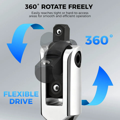 Close-up of 360-degree rotatable head on Heavy Duty 10-Piece Dual Drive Breaker Bar Set With 360 Degree Rotatable Head
